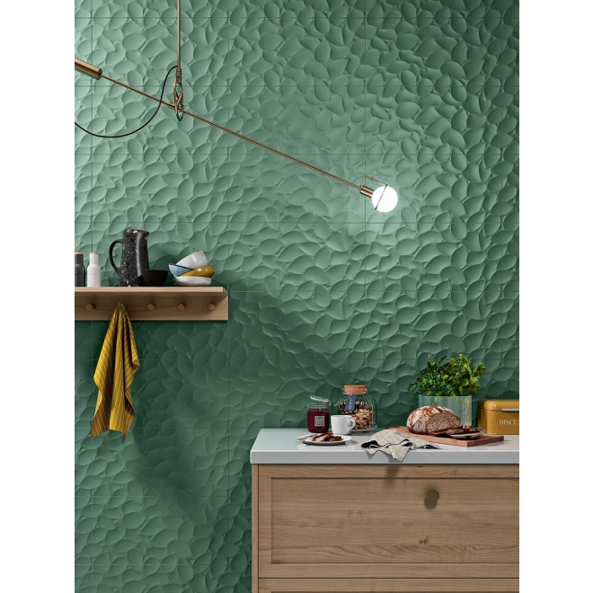 Love Tiles Genesis Leaf Deep Blue Matt 35x100 cm Wanddekor