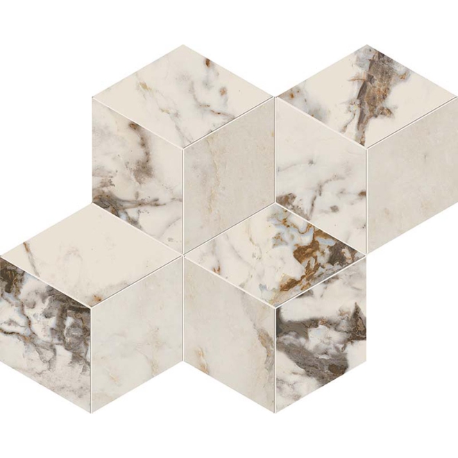 Keope Interno4 Breccia Tortona Mosaik Rombi Lappato (poliert) 35,2x30 cm