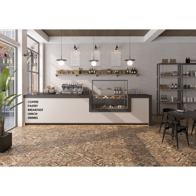 Keraben Naturwood Boden- und Wandfliese Hidraulicwood Moka 20x20 cm