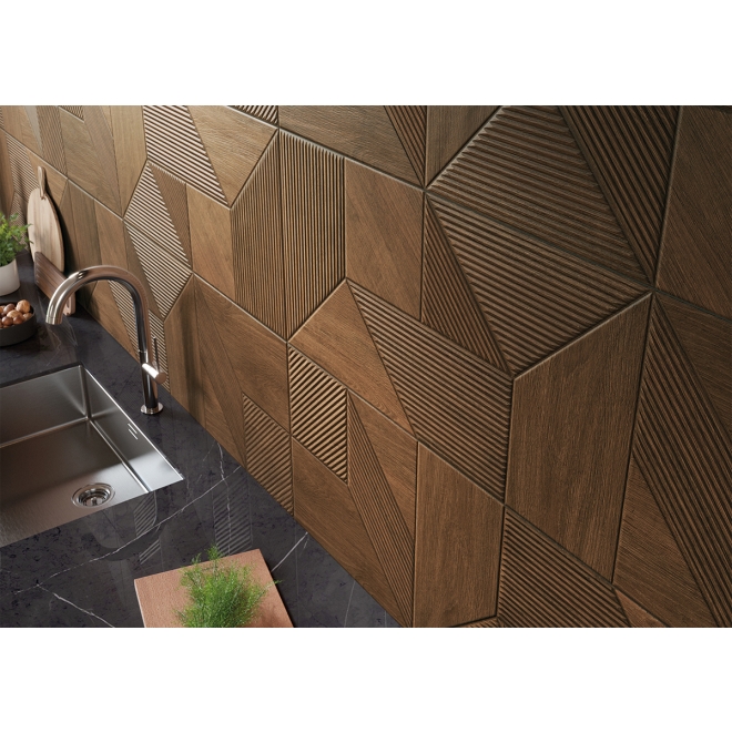 Keraben Naturwood Wanddekor Art Moka 40x120 cm