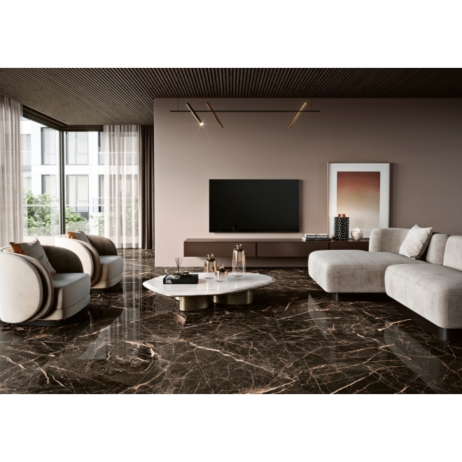 Margres Endless Port Black Poliert Boden- und Wandfliese 60x120 cm