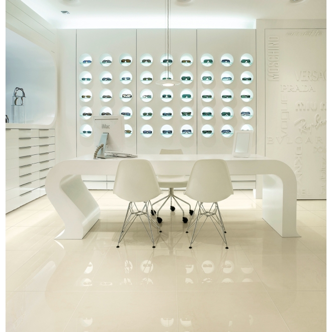 Margres Time 2.0 Snow Poliert Boden- und Wandfliese 90x90 cm