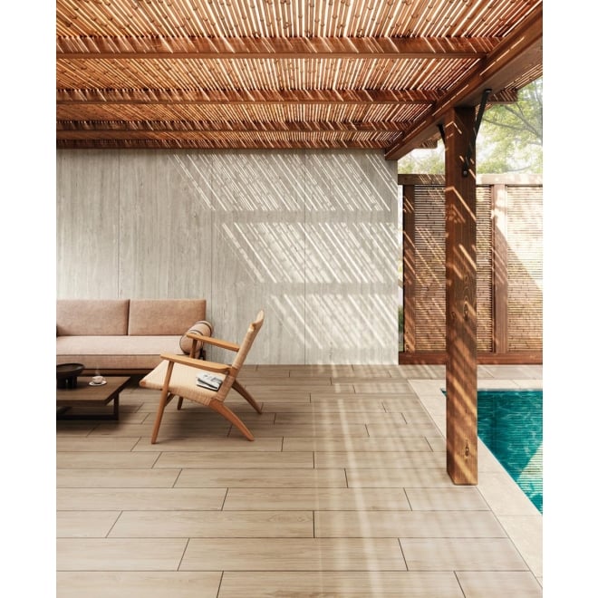 Mirage Elysian Travertini Pearly Cross Strukturiert Terrassenplatte 60x120 cm