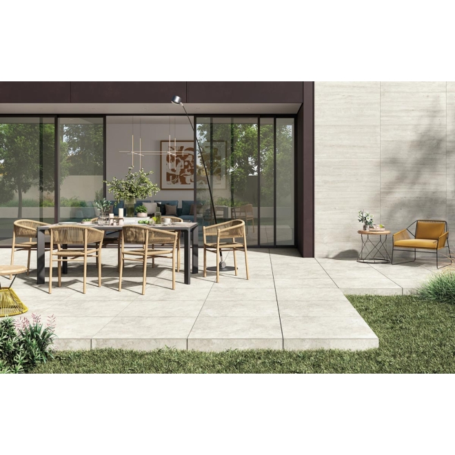 Mirage Elysian Travertini Pearly Cross Strukturiert Terrassenplatte 60x120 cm