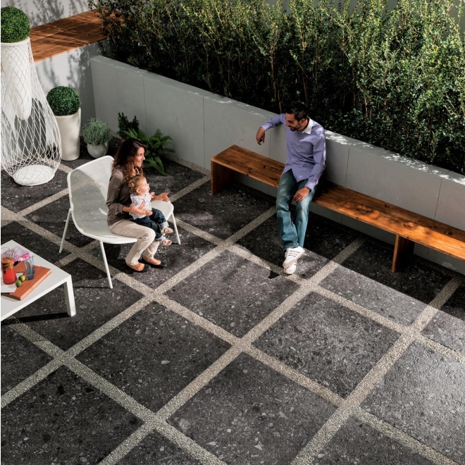 Mirage Norr Svart Strukturiert Terrassenplatte 60x60 cm