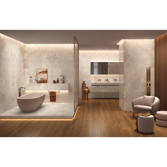 Mirage Onyce Coconut ON01 Pearl Boden- und Wandfliese 60x120 cm