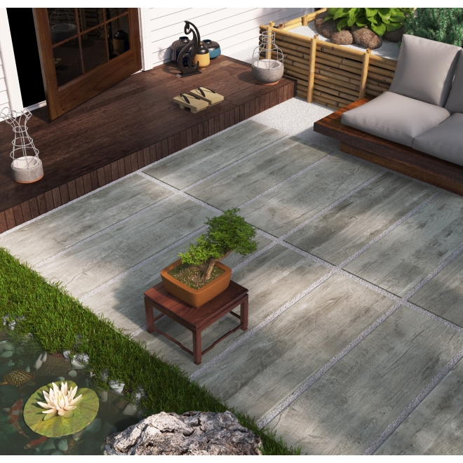 PrimeCollection Finn Eiche Terrassenplatte Ash 40x120 cm