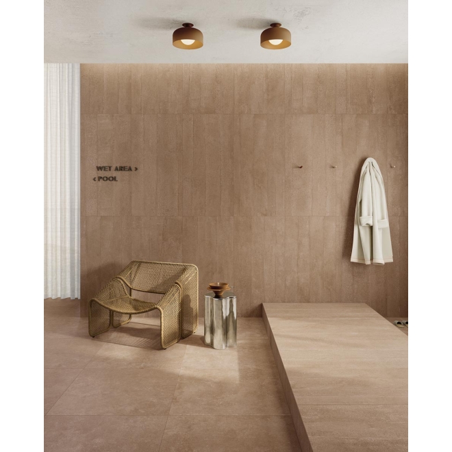 Fliese Pastorelli Yourself in der Farbe Earth verlegt in einem Spa