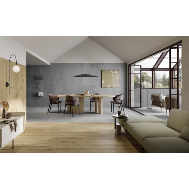 Fliese Pastorelli Yourself in der Farbe Nordic verlegt in einem Wohnzimmer