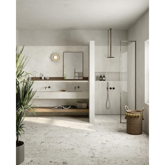 Fliese Pastorelli Yourself in der Farbe Pure verlegt in einem Badezimmer