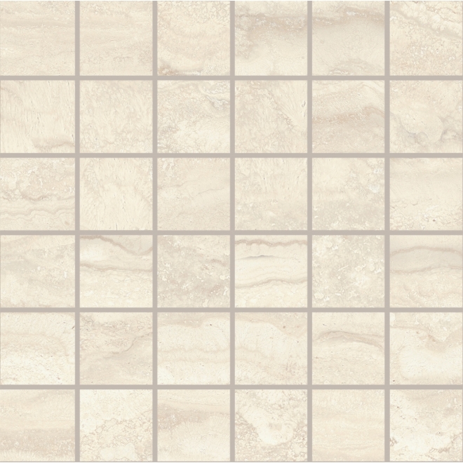 Provenza Unique Travertine Mosaik 5x5 White Vein Cut glänzend Matte 30x30 cm