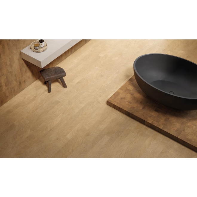 Fliese Provenza W-Circles in der Farbe Walnut verlegt in einem Badezimmer