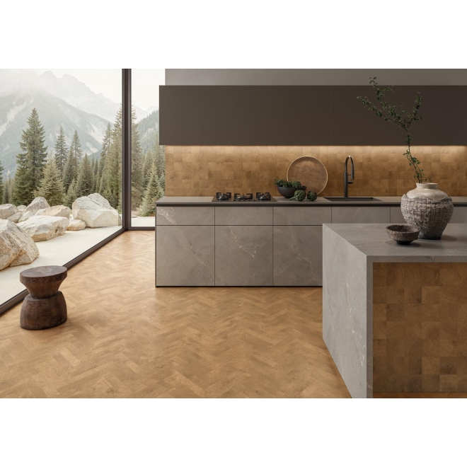 Dekor Provenza W-Circles in der Farbe Walnut verlegt in einer Küche