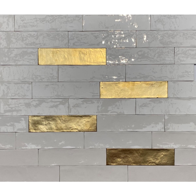 Revoir Paris Atelier Gold Luxe Wandfliese 6,2x25 cm