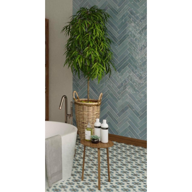 Revoir Paris Atelier Bleu Lumiere glänzend Wandfliese 6,2x25 cm