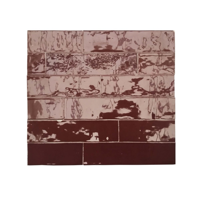 Revoir Paris Atelier Bordeaux glänzend Wandfliese 6,2x25 cm