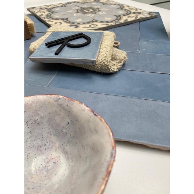 Revoir Paris Atelier Bleu Lumiere matt Wandfliese 6,2x25 cm