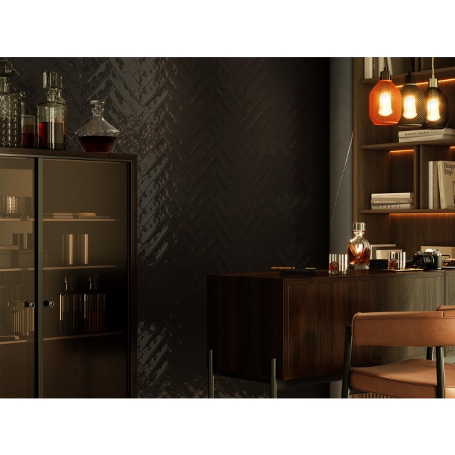 Revoir Paris Studio Charbon glänzend Wandfliese 6,2x25 cm