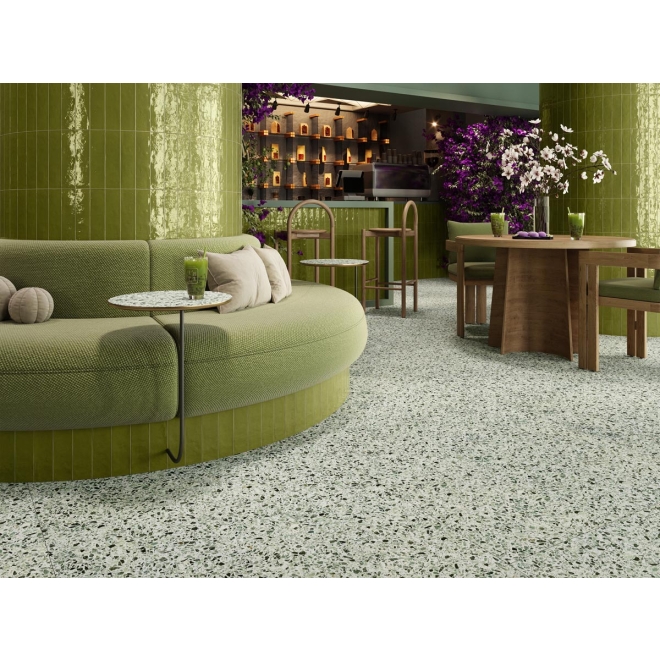 Revoir Paris Studio Matcha glänzend Wandfliese 6,2x25 cm