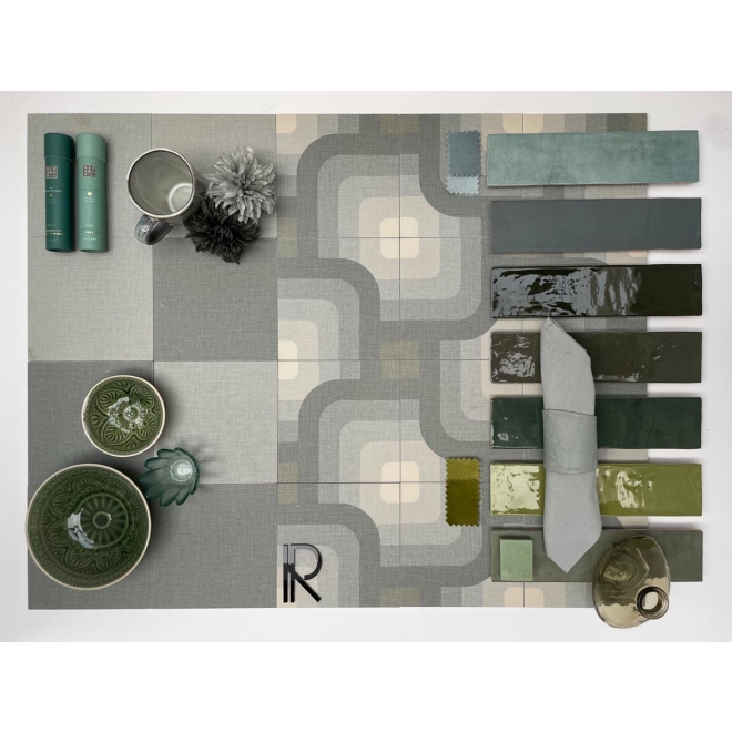 Revoir Paris Studio Matcha glänzend Wandfliese 6,2x25 cm