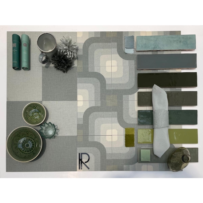 Revoir Paris Studio Vert Bouteille glänzend Wandfliese 6,2x25 cm