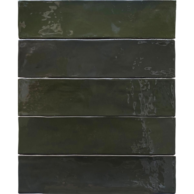 Revoir Paris Studio Vert Bouteille glänzend Wandfliese 6,2x25 cm