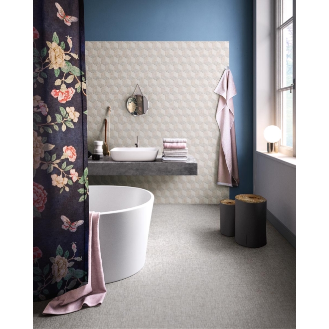 Fliese Sant Agostino Fineart in der Farbe Grey verlegt in einem Badezimmer