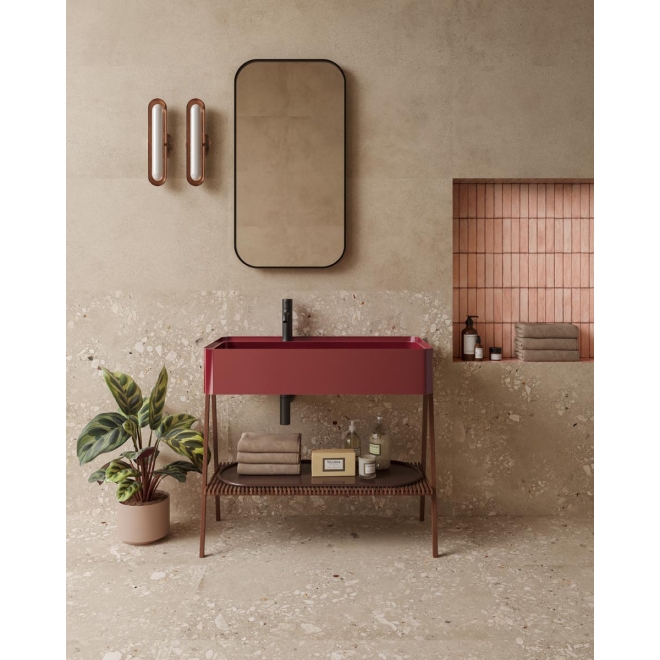 Fliese Sant Agostino Logico in der Farbe Sand verlegt in einem Badezimmer