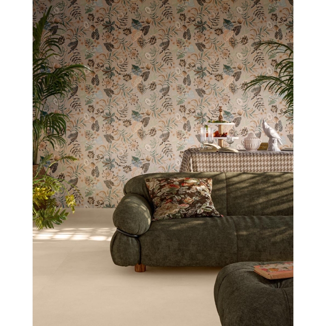 Fliese Sant Agostino Sable in der Farbe Beige verlegt in einem Wohnzimmer