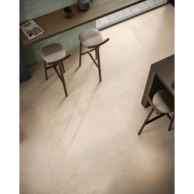 Fliese Sant Agostino Unionstone 2 in der Farbe Olimpia Avorio verlegt in einem Café