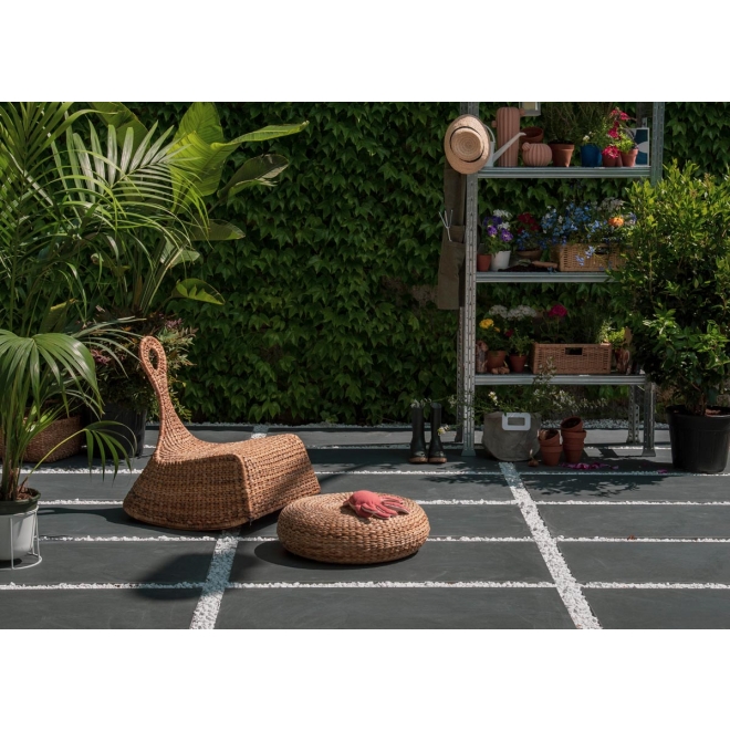 Terrassenplatte Sant Agostino Unionstone in der Farbe Mustang verlegt auf einer Terrasse