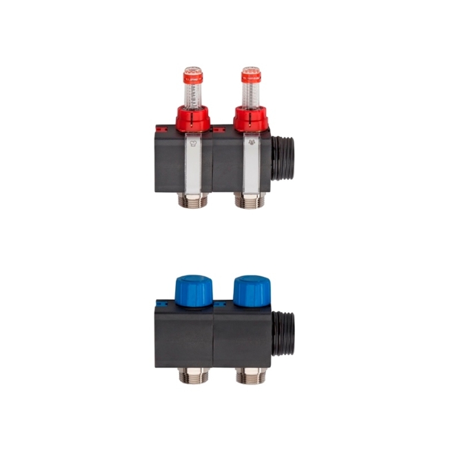 Schlüter BEKOTEC-THERM-HVP Vor- und Rücklaufmodule für Kunststoff-Verteiler, 2 Anschlüsse