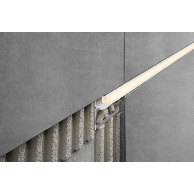 Schlüter LIPROTEC EASY LED-Modul mit Schenkel Neutralweiss Edelstahl gebürstet V4A 200 cm