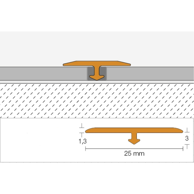 Schlüter VINPRO-T Übergangsprofil (höhengleich) chrom gebürstet Breite: 25 mm