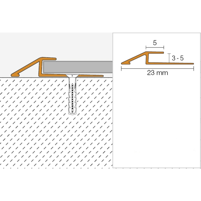 Schlüter VINPRO-U Übergangsprofil (mit Höhenunterschied) chrom gebürstet Höhe: 4 mm