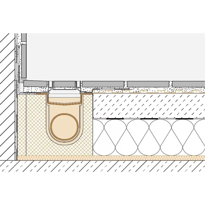 Strichzeichnung für den Einbau der Schlüter KERDI-LINE-TF