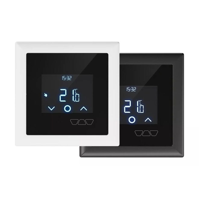 Varianten brilliantweiß und graphitschwarz Raumthermostat CONTROL-TR-BT