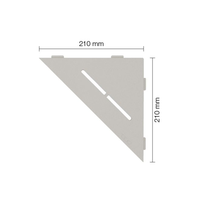 Eckige Wandablage zur Montage in der Fliesenfuge – platzsparendes Duschregal mit Belüftung für Bad oder Dusche mit Bemaßung 210mm x 210mm