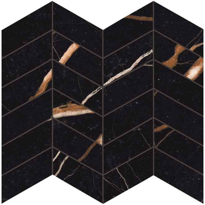 Provenza Unique Marble Mosaico Arrows Sahara Noir glänzend Matte 30x30 cm