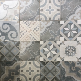 PrimeCollection Patchwork Vintage Bodenfliese und Wandfliese Dekor Mix 20x20 cm