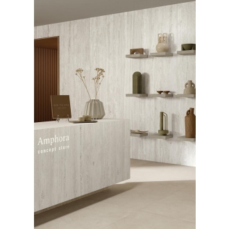 Mirage Elysian Travertini Pearly gebürstet Boden- und Wandfliese 80x160 cm