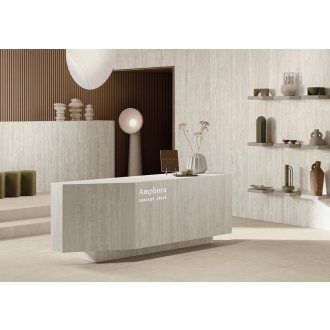 Mirage Elysian Travertini Pearly gebürstet Boden- und Wandfliese 80x160 cm