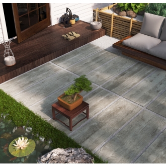 PrimeCollection Finn Eiche Terrassenplatte Ash 40x120 cm