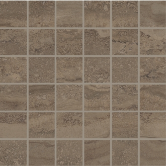 Provenza Unique Travertine Mosaik 5x5 Chocolate Vein Cut glänzend Matte 30x30 cm