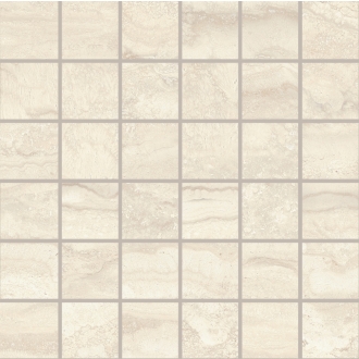 Provenza Unique Travertine Mosaik 5x5 White Vein Cut matt Matte 30x30 cm