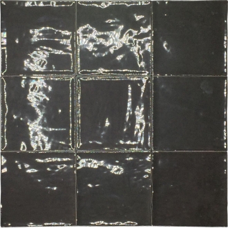 Revoir Paris Atelier Noir glänzend Wandfliese 10x10 cm
