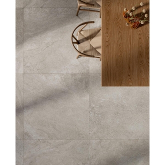 Fliese Sant Agostino Bergstone in der Farbe Grey verlegt in einem Esszimmer