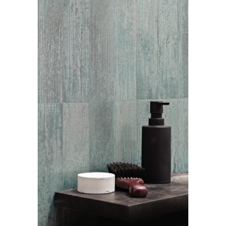 Fliese Sant Agostino Dripart in der Farbe Verdigris verlegt hinter Seife