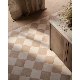 Fliese Sant Agostino Duo in der Farbe Back Sand verlegt unter einem Schrank