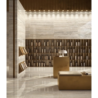 Fliese Sant Agostino Invictus in der Farbe Beige verlegt in einer Bücherei